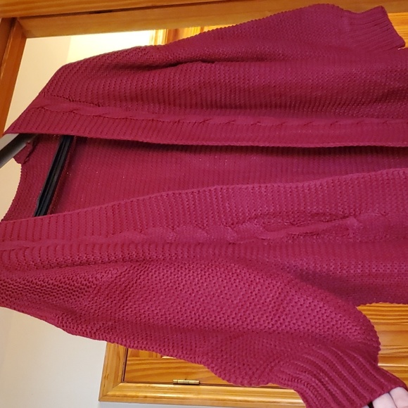 Women's Casual Open Front Coat Cable Knit Long Sweater Medium - Picture 4 of 6